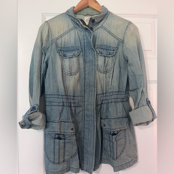 St John’s Bay faux denim jacket zip up or button up petite small - Picture 3 of 5